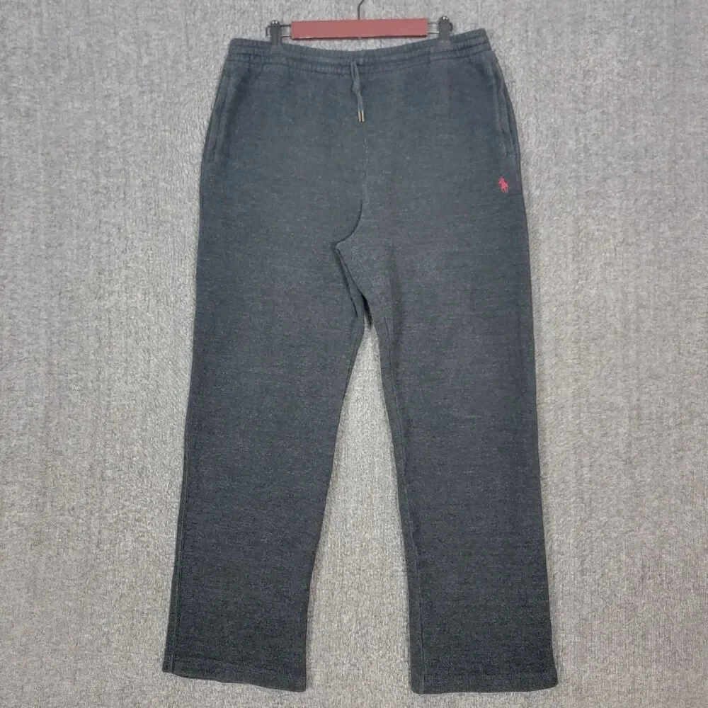 Polo Ralph Lauren Lounge Pants Mens Large Charcoal Gray Ribbed Knit Sweatpants